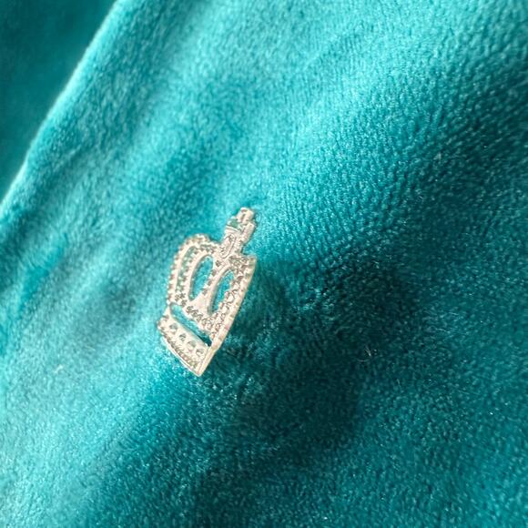Juicy Couture Peacock Blue Teal Velour Track Hoodie Jacket Y2k McBling Trashy M - Picture 9 of 10